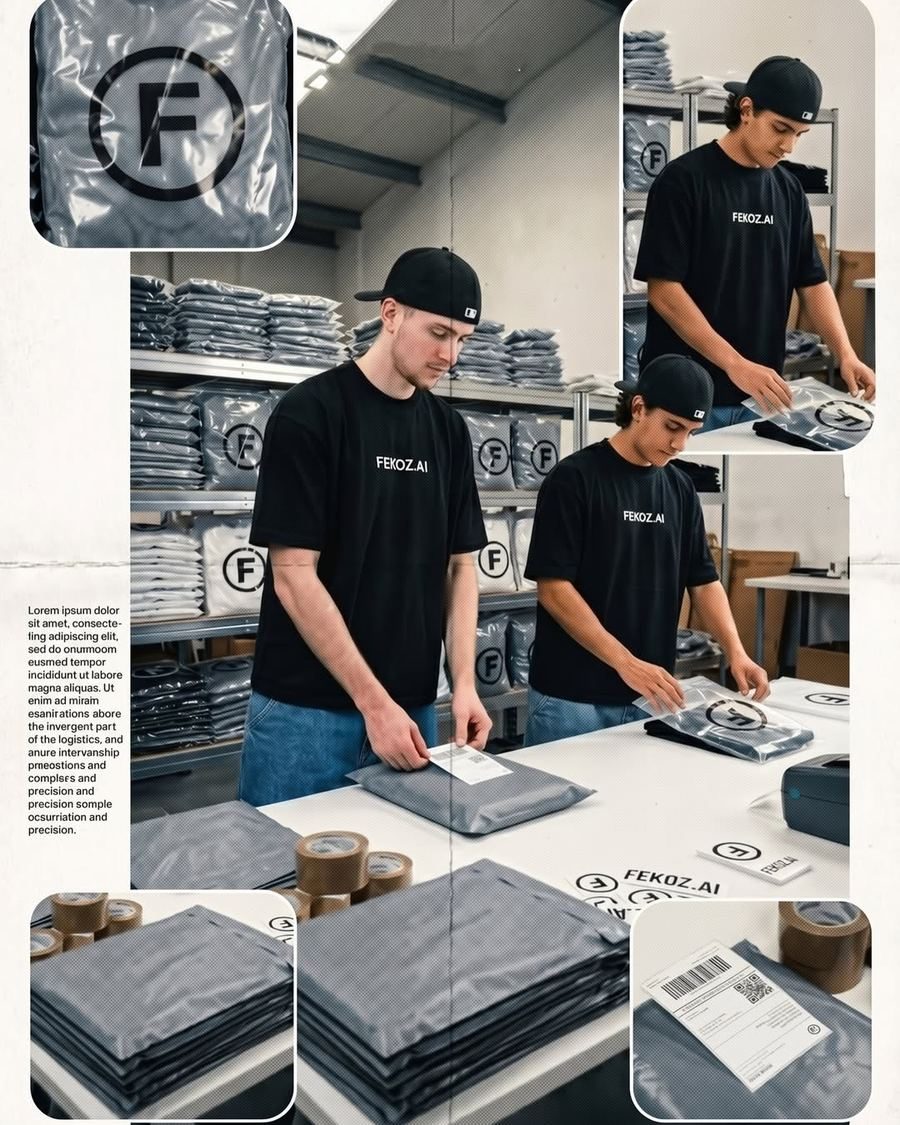 Pedidos de ropa preparados y embalados en un taller, contenido generado con IA
